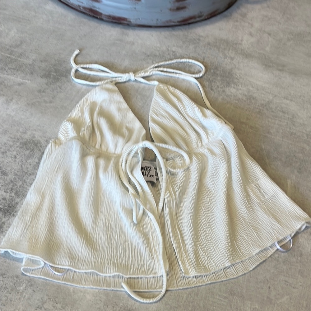 Princess Polly Cream Textured Halter Top